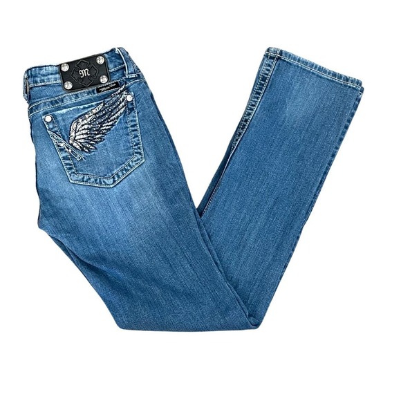 Miss Me Denim - MISS ME Medium Wash Straight Leg Jeans